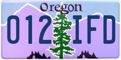 OR license plate 012IFD