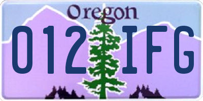 OR license plate 012IFG