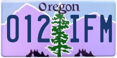 OR license plate 012IFM