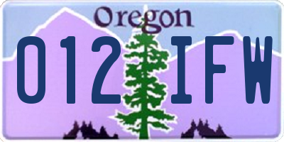 OR license plate 012IFW