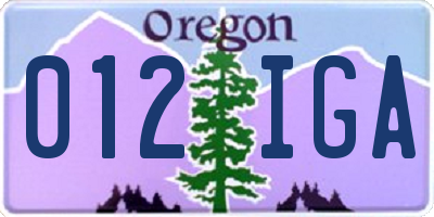OR license plate 012IGA