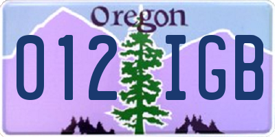 OR license plate 012IGB