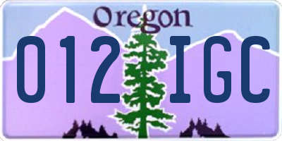 OR license plate 012IGC