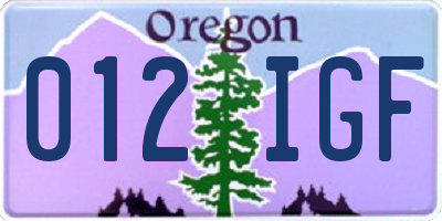 OR license plate 012IGF