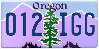 OR license plate 012IGG