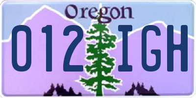 OR license plate 012IGH