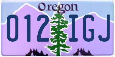 OR license plate 012IGJ