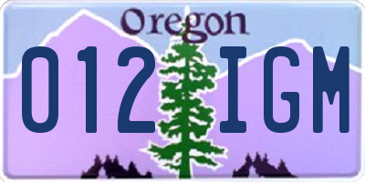 OR license plate 012IGM