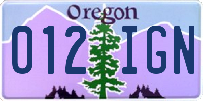 OR license plate 012IGN