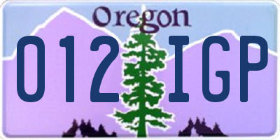 OR license plate 012IGP