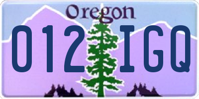 OR license plate 012IGQ