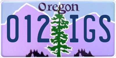 OR license plate 012IGS
