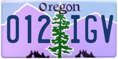 OR license plate 012IGV