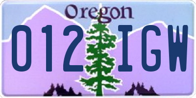 OR license plate 012IGW