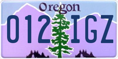 OR license plate 012IGZ