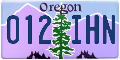 OR license plate 012IHN