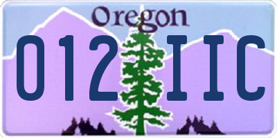 OR license plate 012IIC