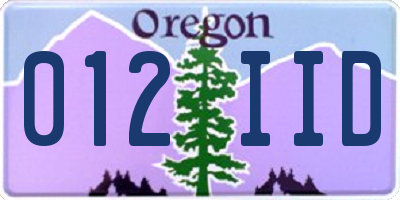 OR license plate 012IID