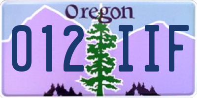 OR license plate 012IIF