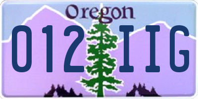 OR license plate 012IIG