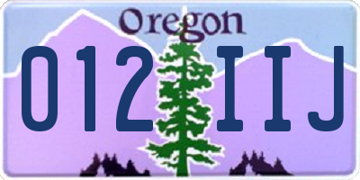 OR license plate 012IIJ