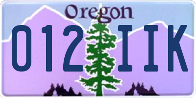 OR license plate 012IIK