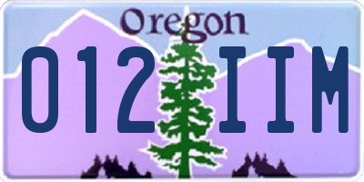 OR license plate 012IIM