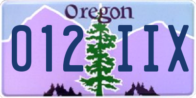 OR license plate 012IIX