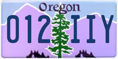 OR license plate 012IIY