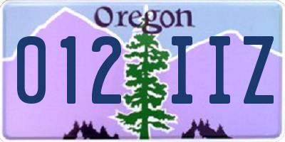 OR license plate 012IIZ