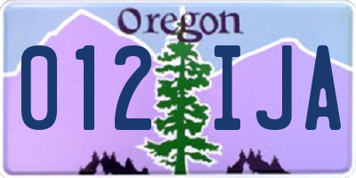 OR license plate 012IJA