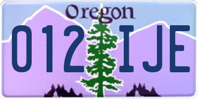 OR license plate 012IJE