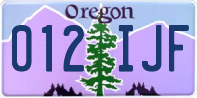 OR license plate 012IJF