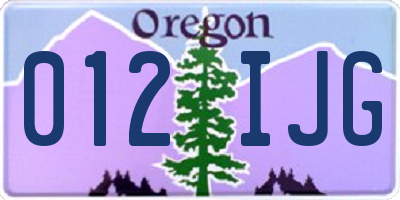 OR license plate 012IJG