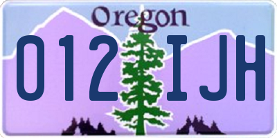 OR license plate 012IJH