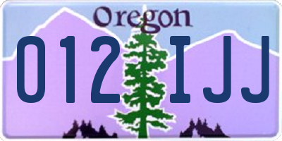 OR license plate 012IJJ