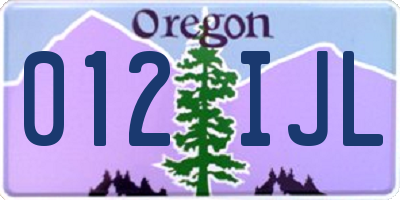OR license plate 012IJL