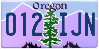 OR license plate 012IJN