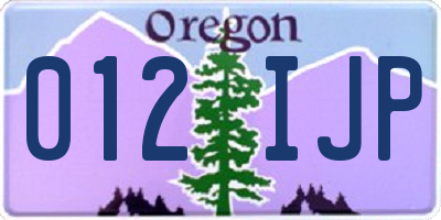 OR license plate 012IJP