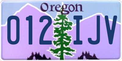 OR license plate 012IJV