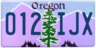 OR license plate 012IJX