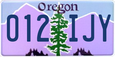 OR license plate 012IJY