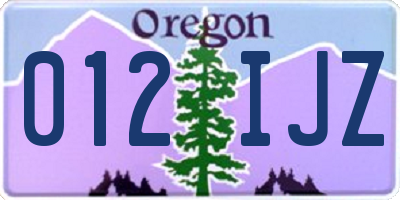 OR license plate 012IJZ