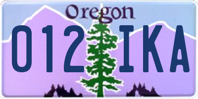 OR license plate 012IKA