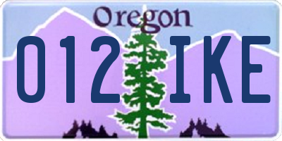 OR license plate 012IKE
