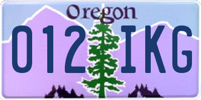 OR license plate 012IKG