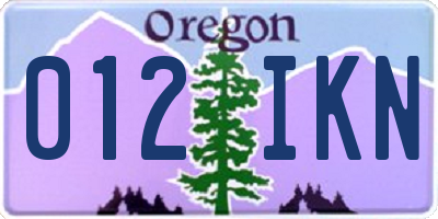 OR license plate 012IKN
