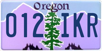 OR license plate 012IKR