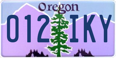 OR license plate 012IKY
