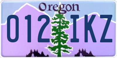 OR license plate 012IKZ